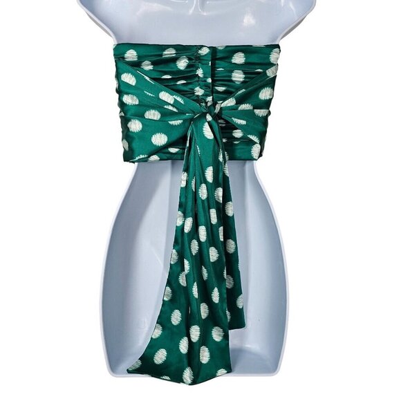 Hutch Polka Dots Strapless Pleated Blouse Back Zip Tie Back Stretch Womens 6 NWT - Picture 5 of 16